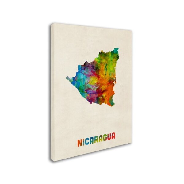 Michael Tompsett 'Nicaragua Watercolor Map' Canvas Art,35x47